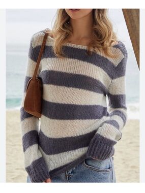 John Galt blue and white striped boat neck Colette sweater OS